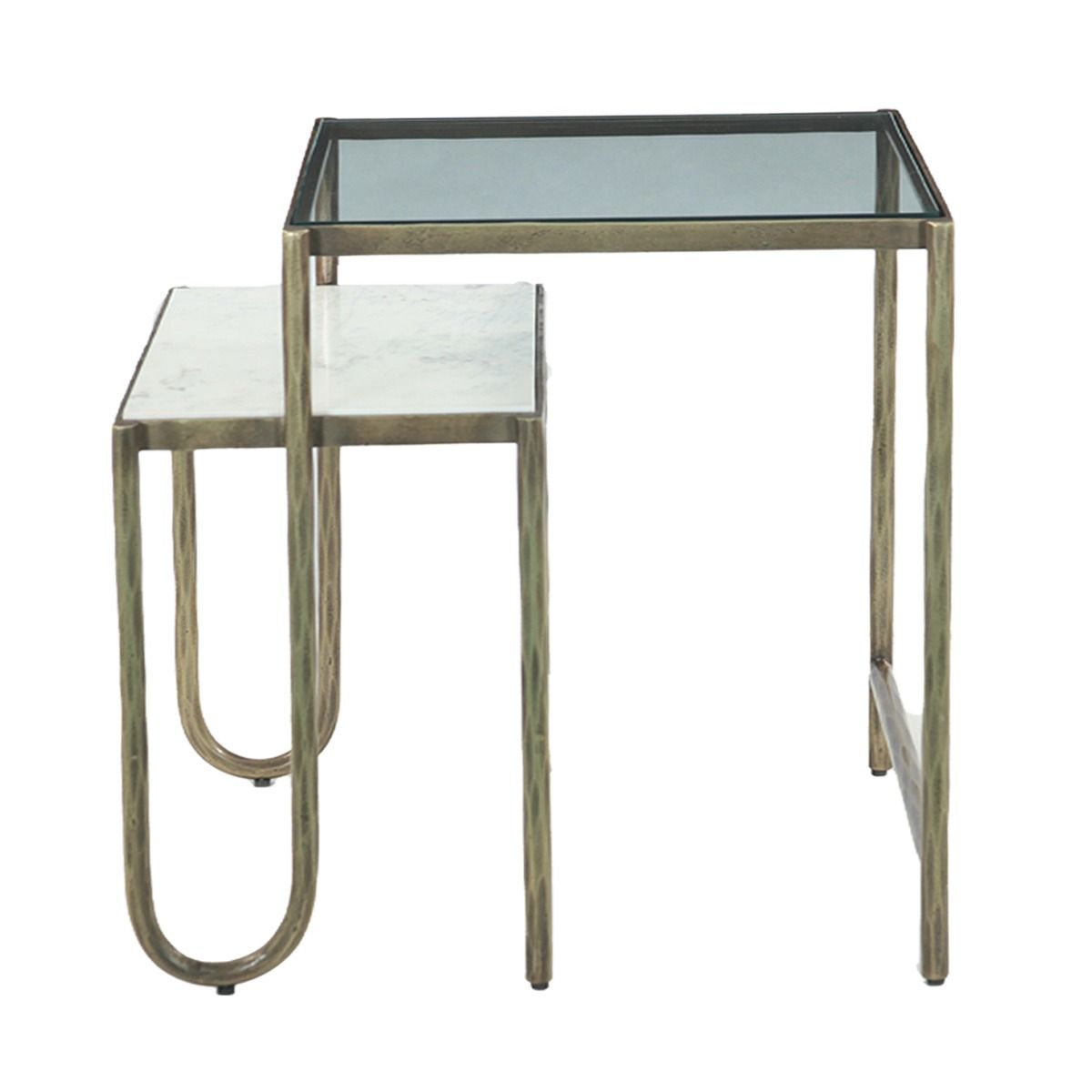 Venice 22" Nesting Side Table with Glass and Marble Top - image 2