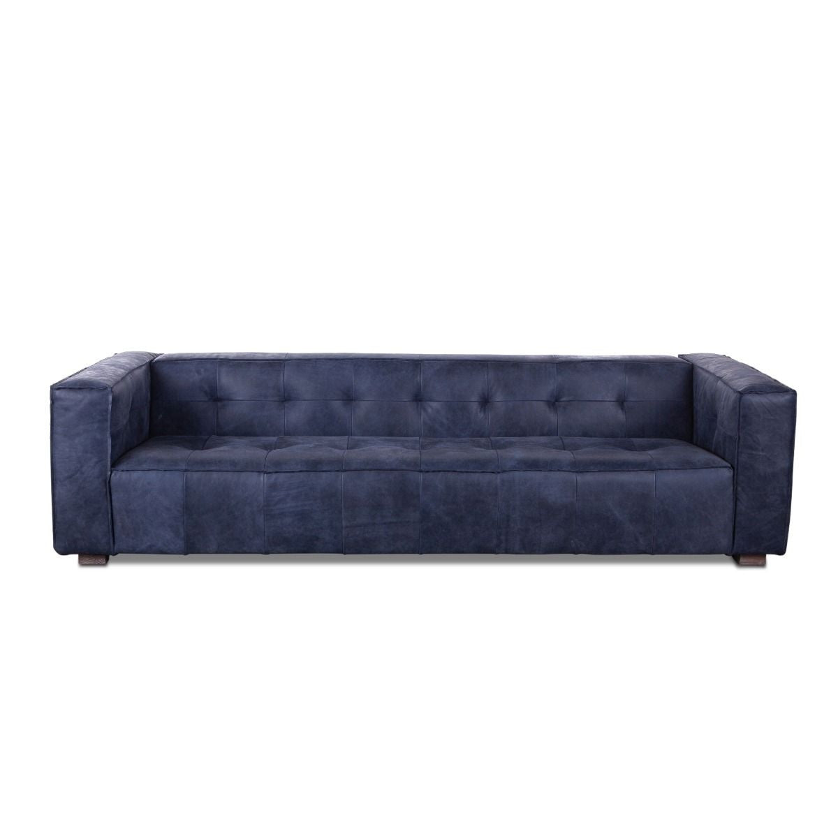 Loft Retro Italian Blue Leather Sofa 106"