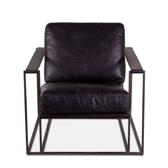 Bogart Armchair in Ebony Black Leather