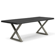 Brooks - Dining Table - X Base - 40" x 92" - Ebonized Top - Pewter Base