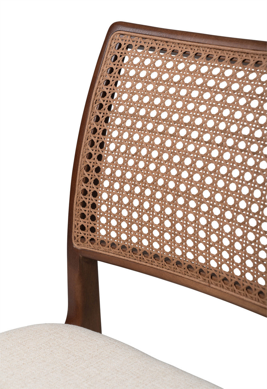 Modern Brazilian - Charlotte - Cane Side Chair - Medley Ivory Seat - Nogal Frame - Nogal Cane Webbing