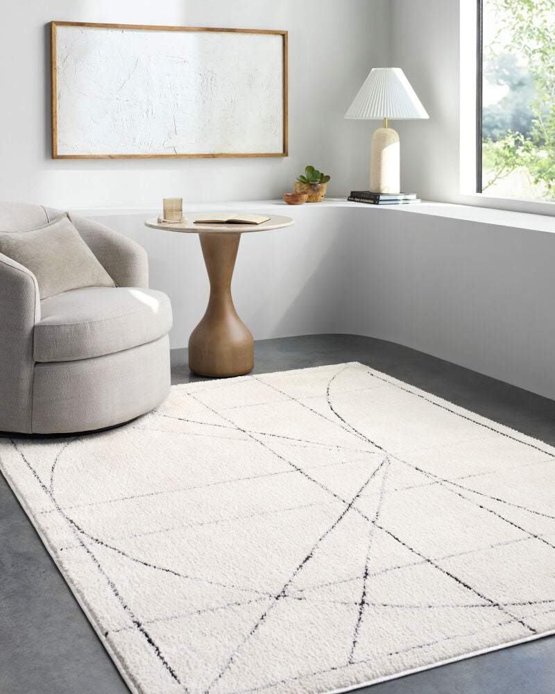 Architect Black/Ivory Machine Woven Rug GAAR-2304 - roomscene