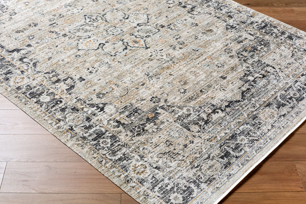 Breckley Black/Olive Machine Woven Rug GABC-2302 - corner