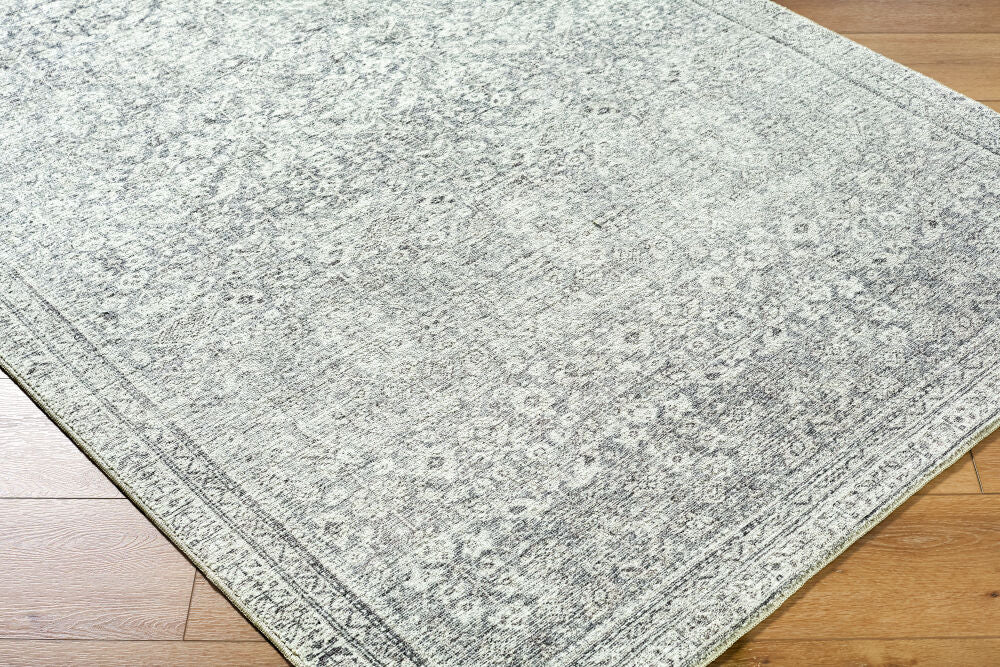 Collins Avenue Charcoal/Light Gray Machine Woven Rug - corner