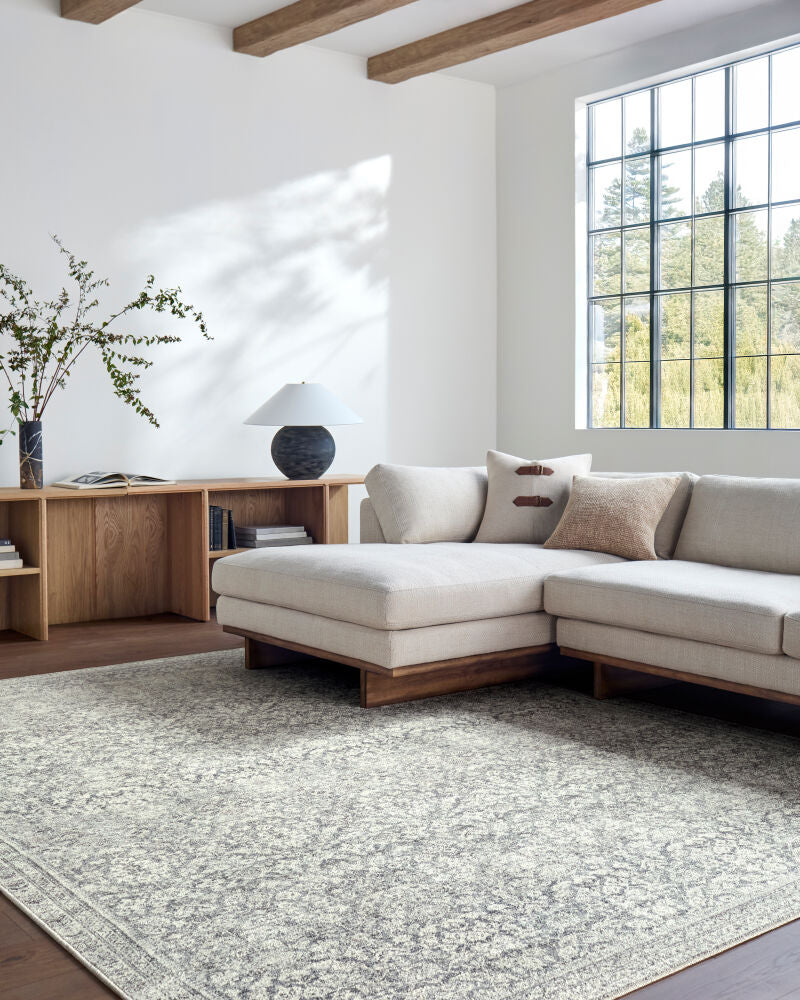 Collins Avenue Charcoal/Light Gray Machine Woven Rug - roomscene