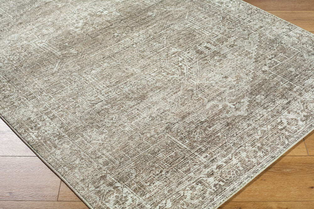 Collins Avenue Dark Brown/Olive Machine Woven Rug - corner