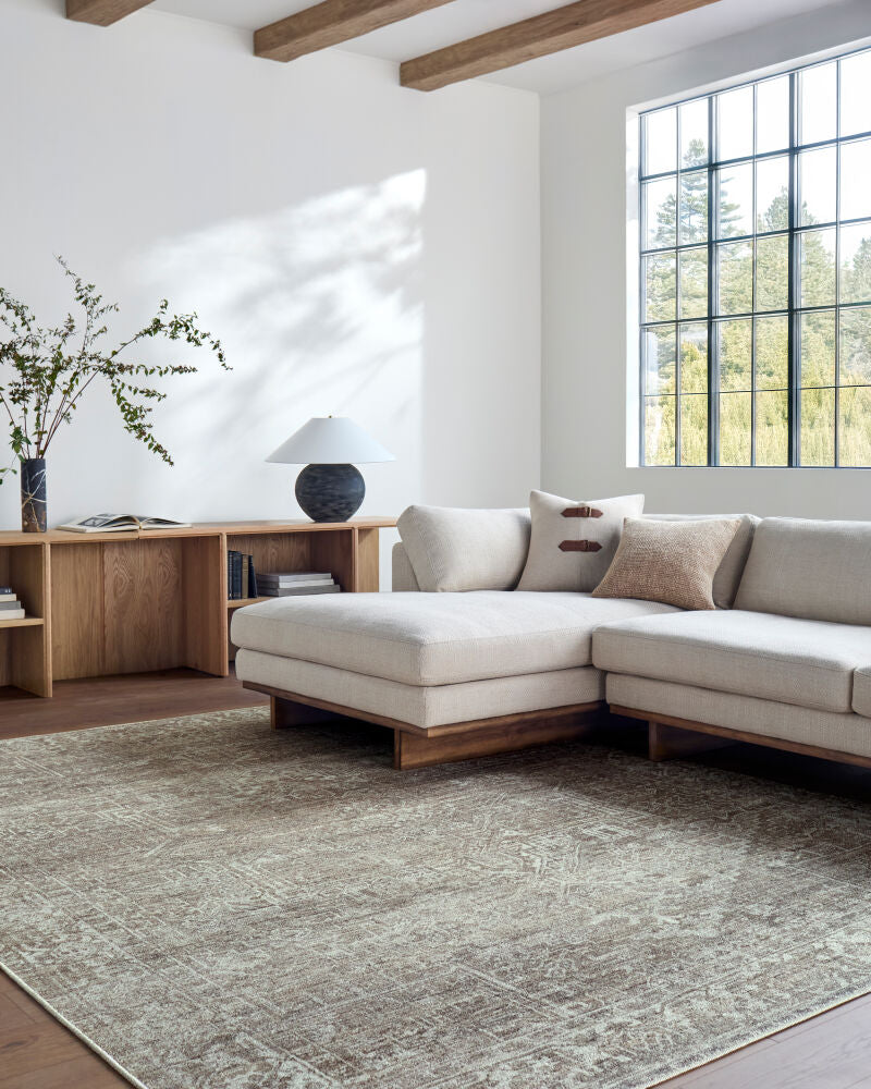 Collins Avenue Dark Brown/Olive Machine Woven Rug - roomscene