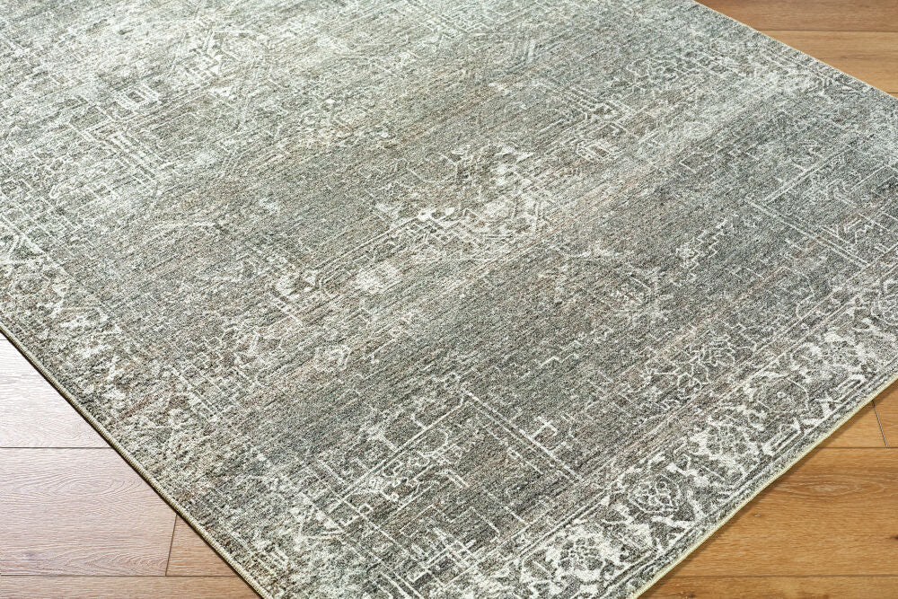 Collins Avenue Dark Green/Sage Machine Woven Rug - corner