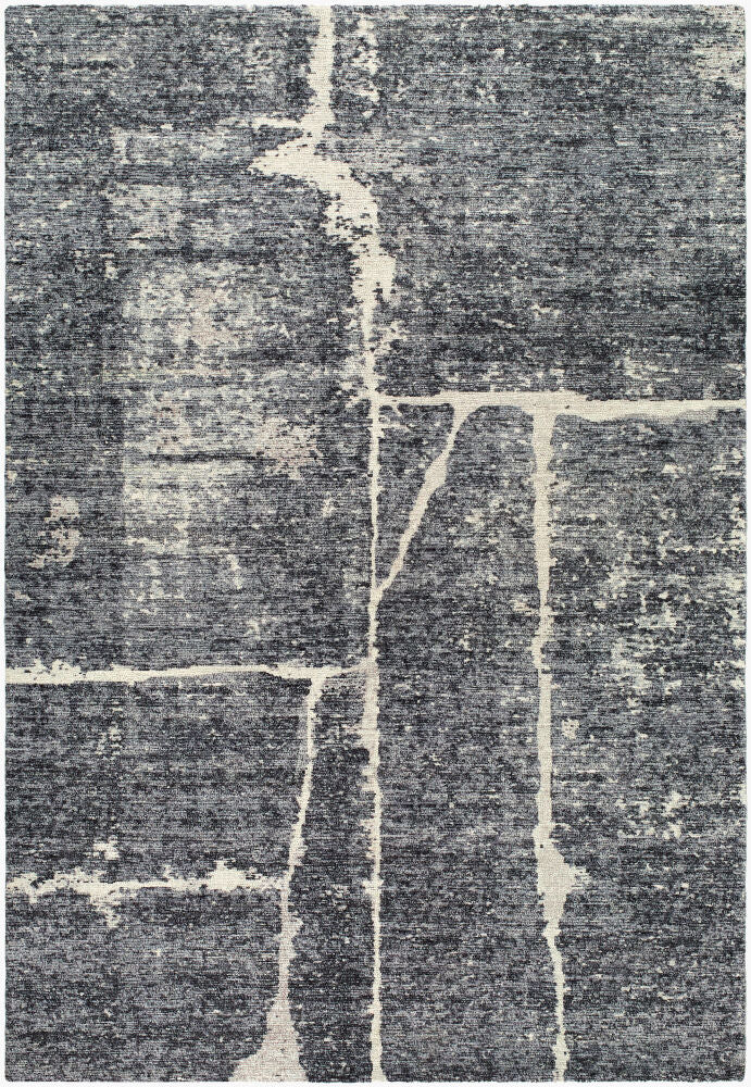 Janek Black/Medium Gray Handmade Rug - 2' x 3'