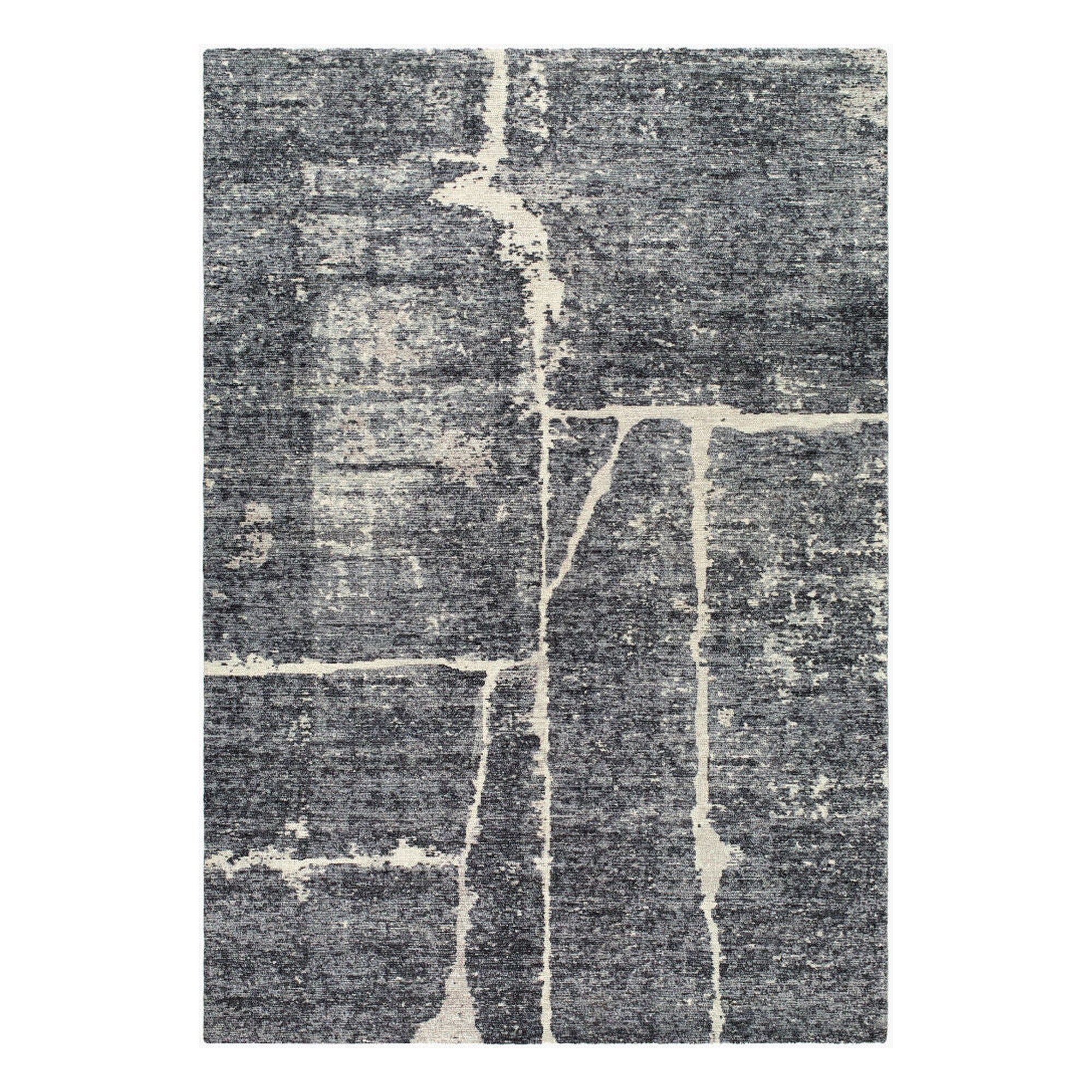 Janek Black/Medium Gray Handmade Rug - 2' x 3'