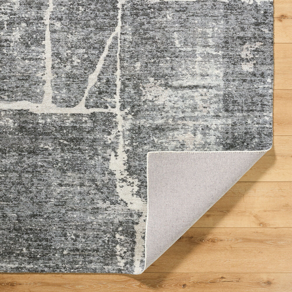 Janek Black/Medium Gray Handmade Rug - fold