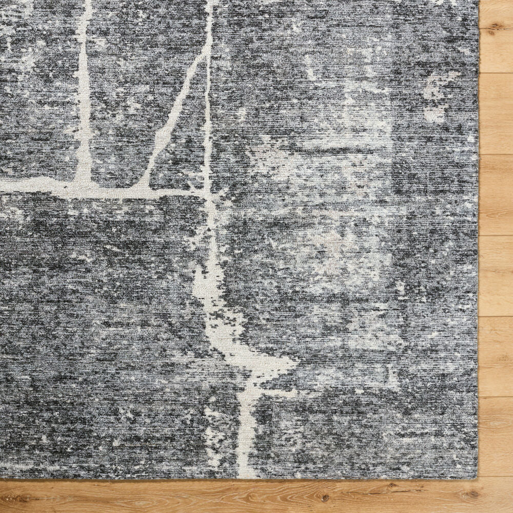Janek Black/Medium Gray Handmade Rug - overhead