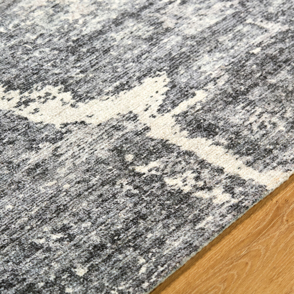Janek Black/Medium Gray Handmade Rug - texture