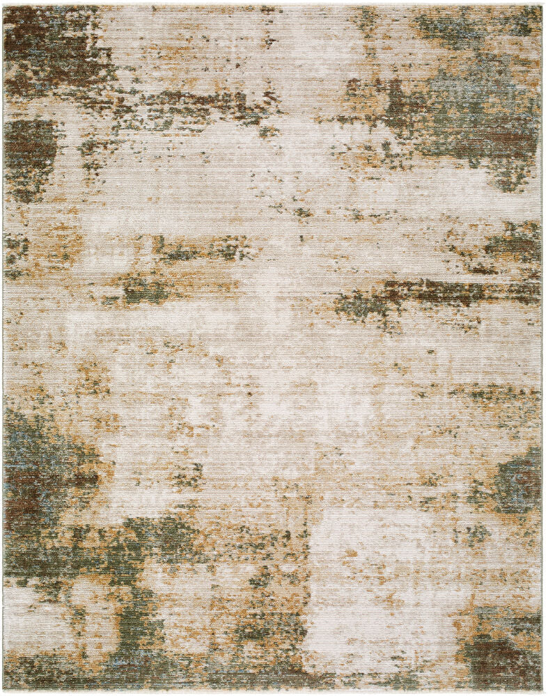 Myrtle Avenue Camel/Teal Machine Woven Rug - 5'3" x 7'7"