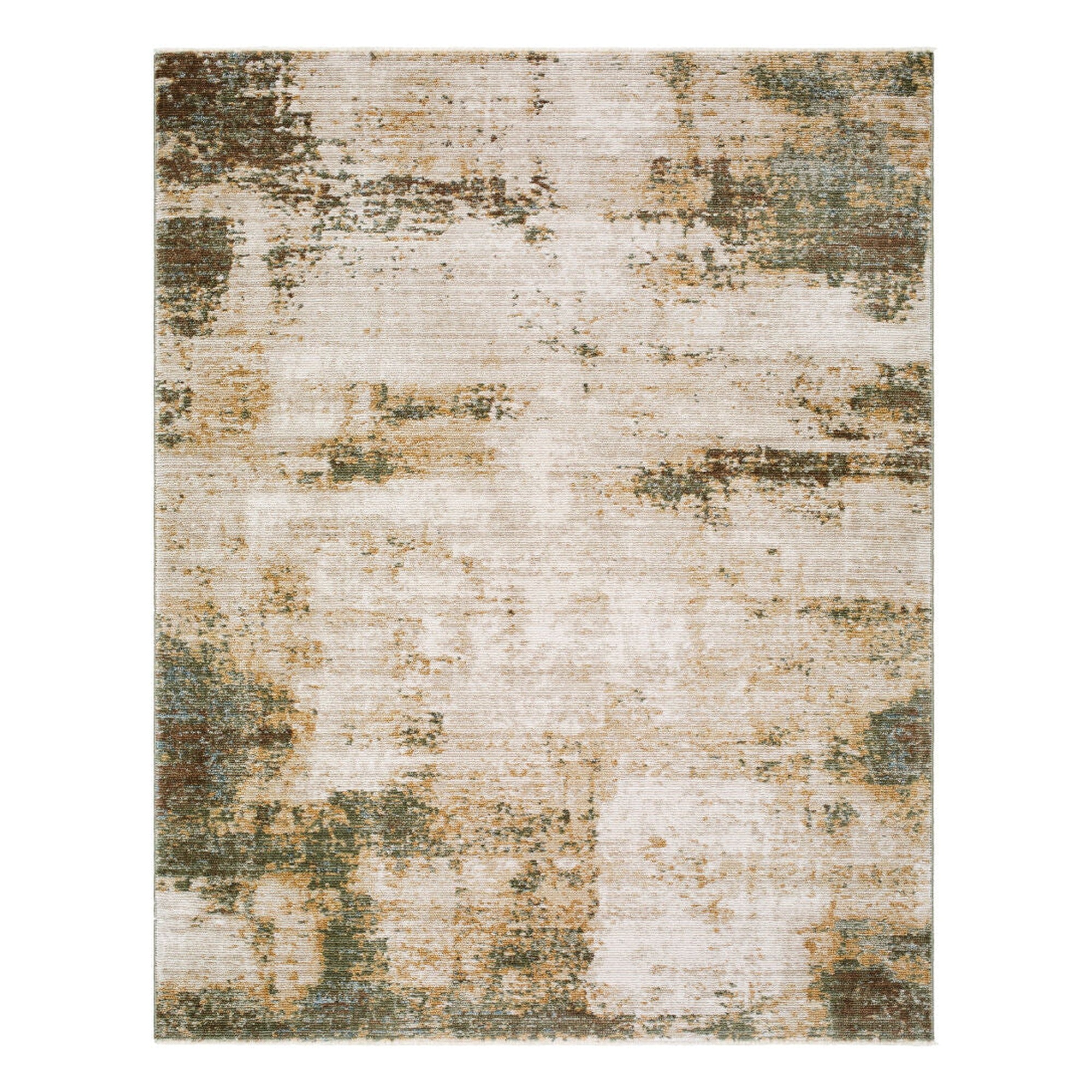Myrtle Avenue Camel/Teal Machine Woven Rug - 5'3" x 7'7"