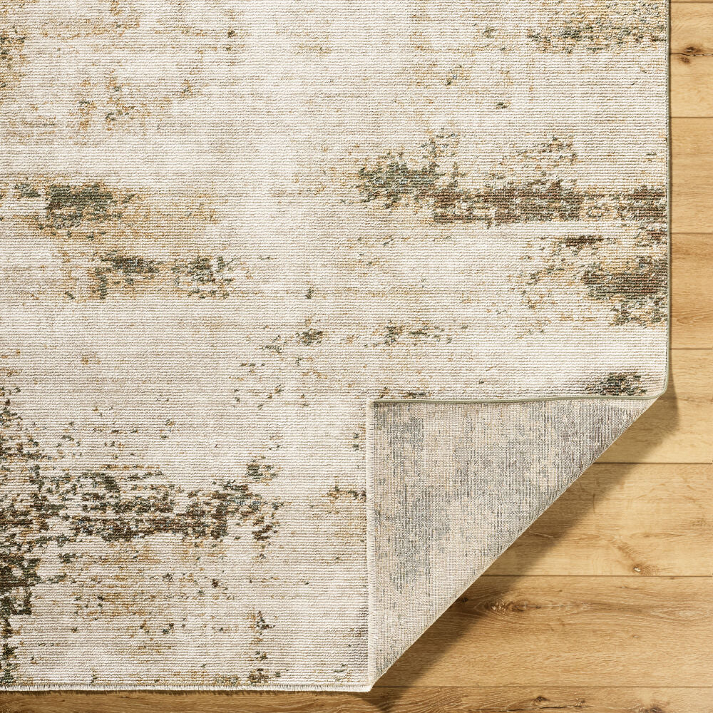 Myrtle Avenue Camel/Teal Machine Woven Rug - fold