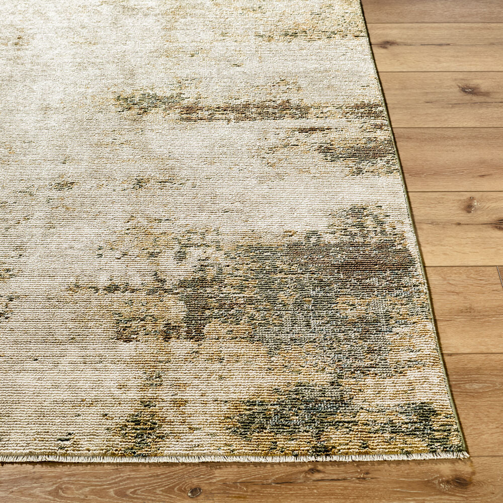 Myrtle Avenue Camel/Teal Machine Woven Rug - front