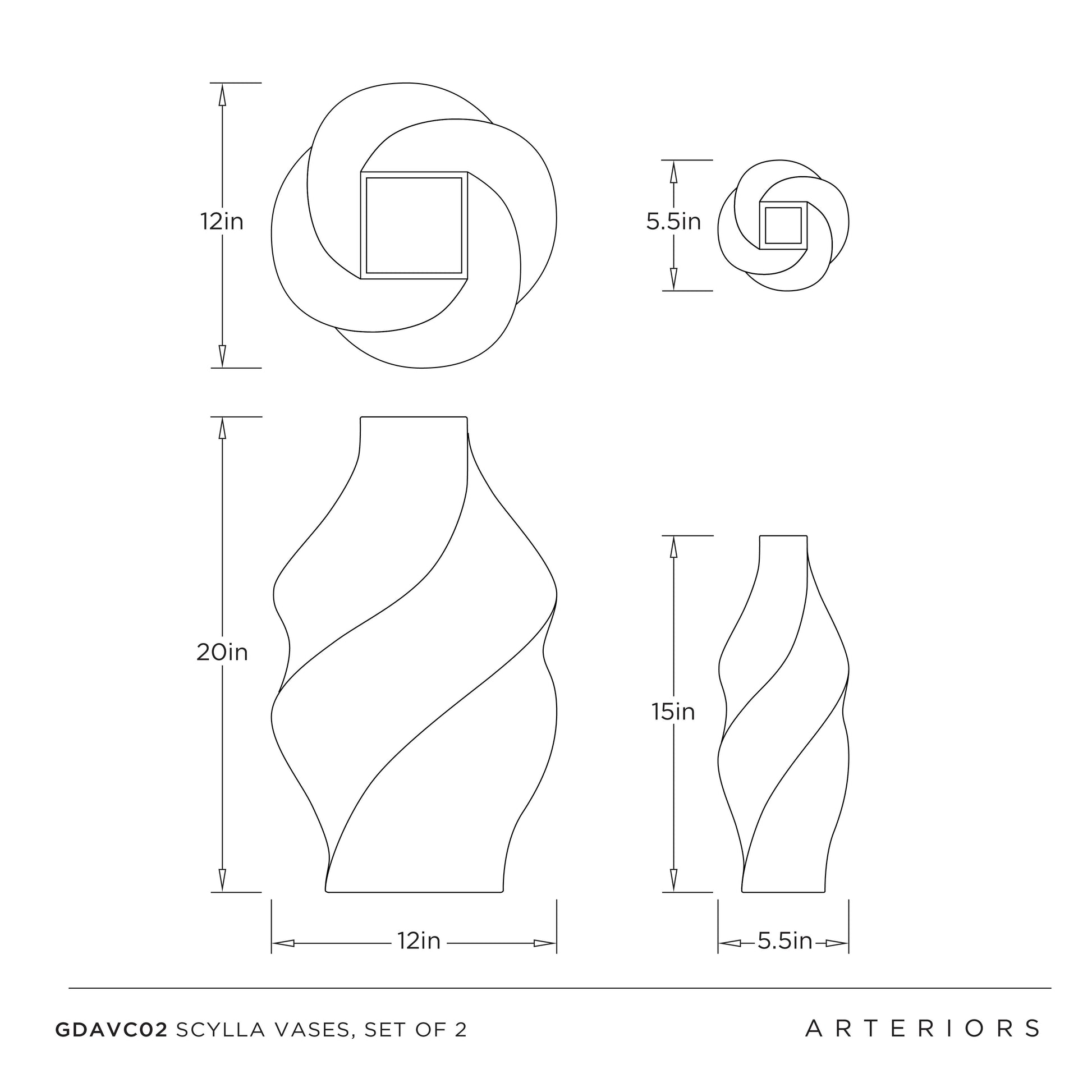 Scylla Vases, Set of 2 by Arteriors - view 9