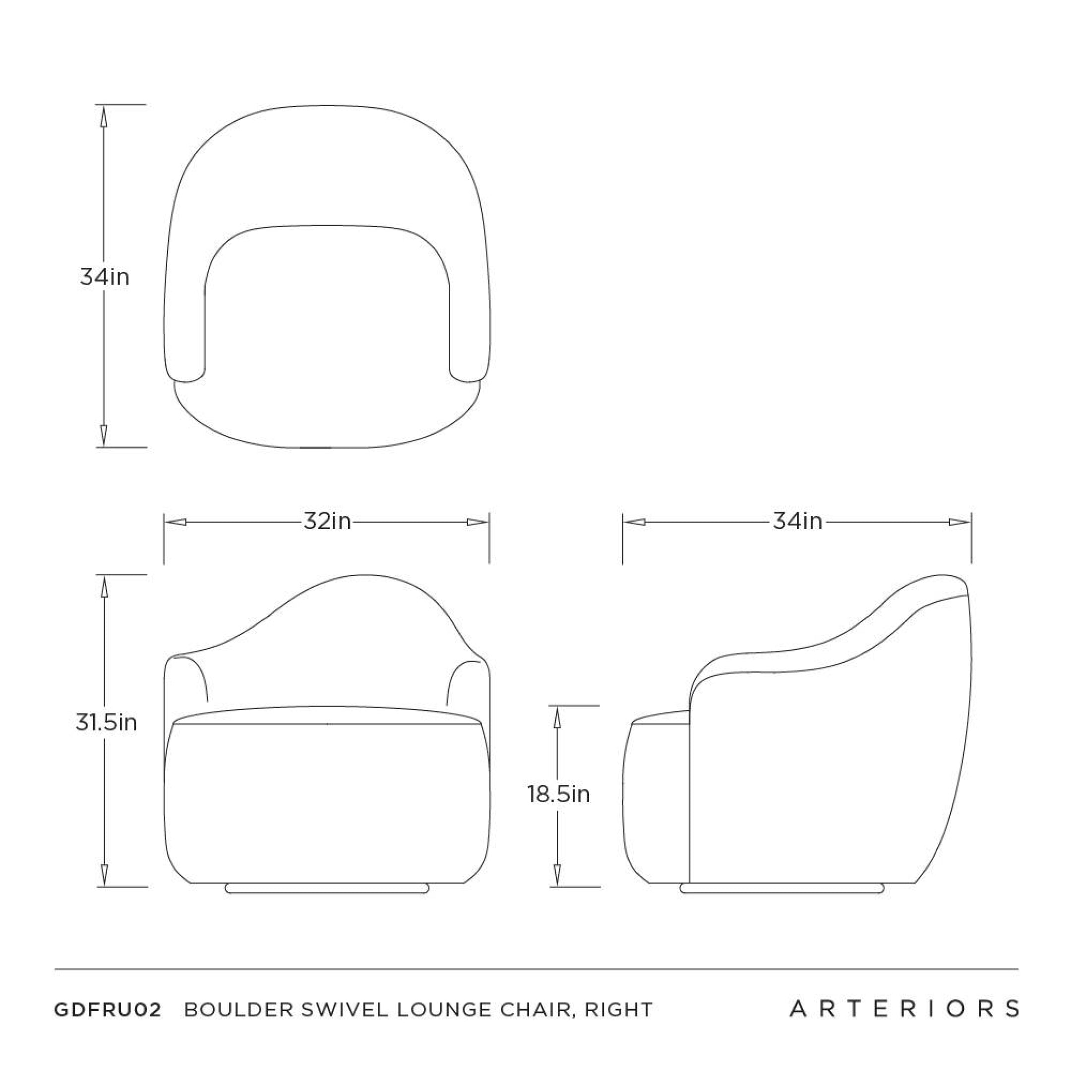 Boulder Swivel Lounge Chair, Right
