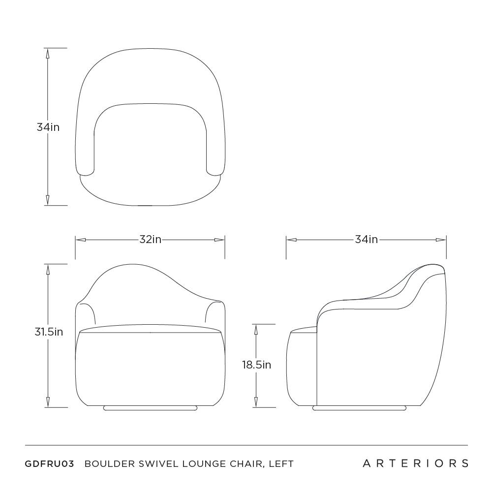 Boulder Swivel Lounge Chair, Left by Arteriors - view 7