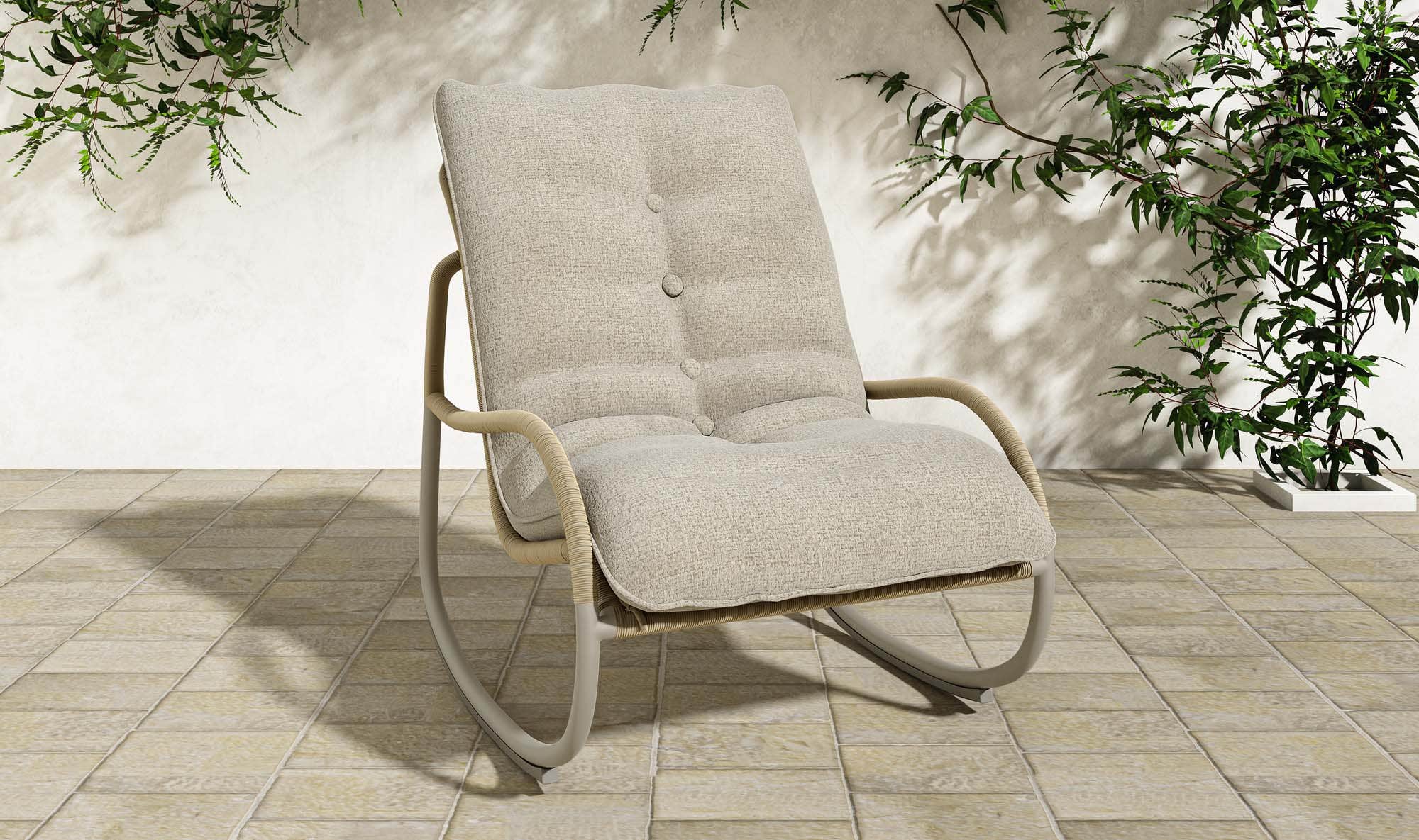 Lyra Outdoor Rocking Chair Beige by Moe's Home Collection - view 4
