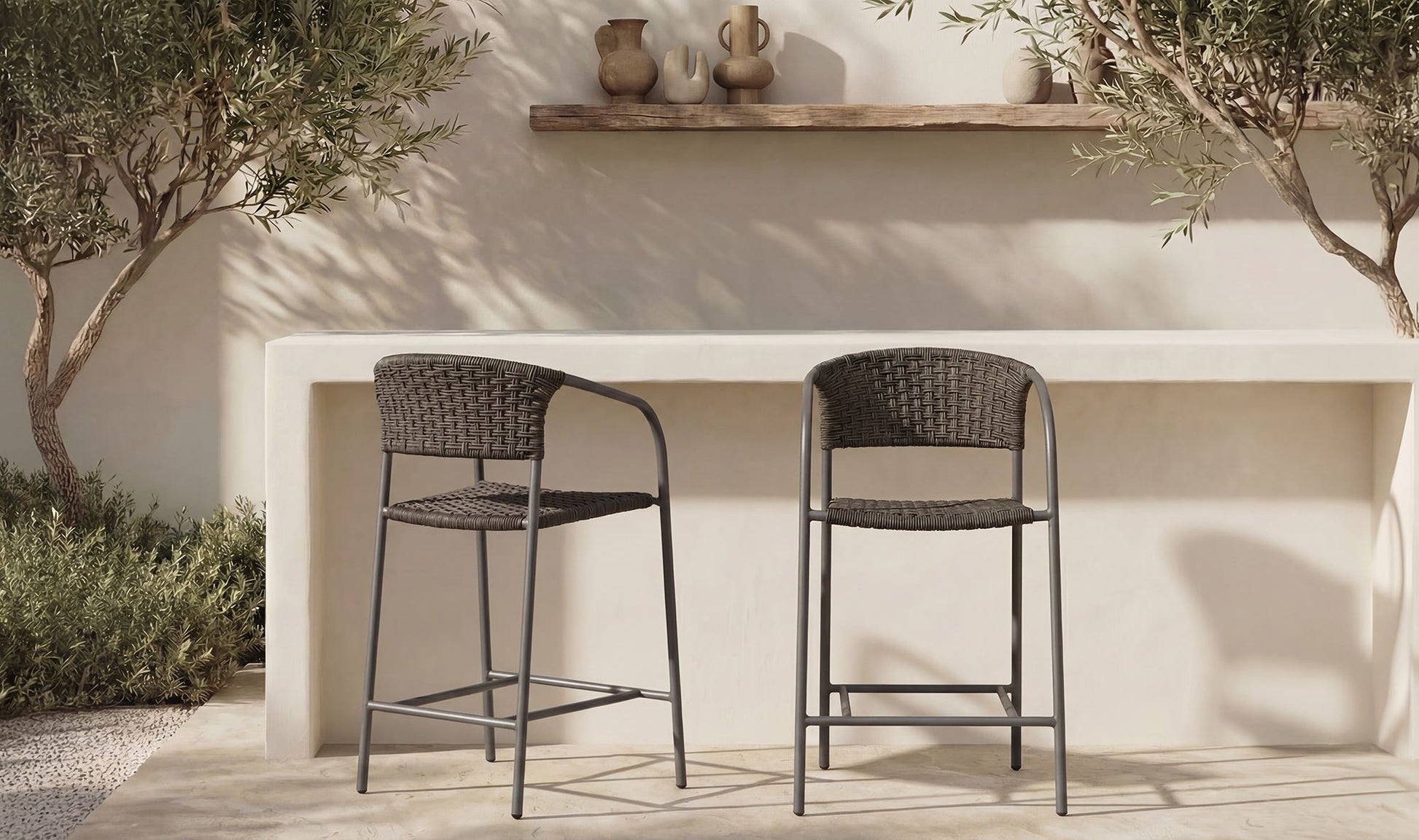 Zola Outdoor Bar Stool Dark Brown by Moe's Home Collection - view 6