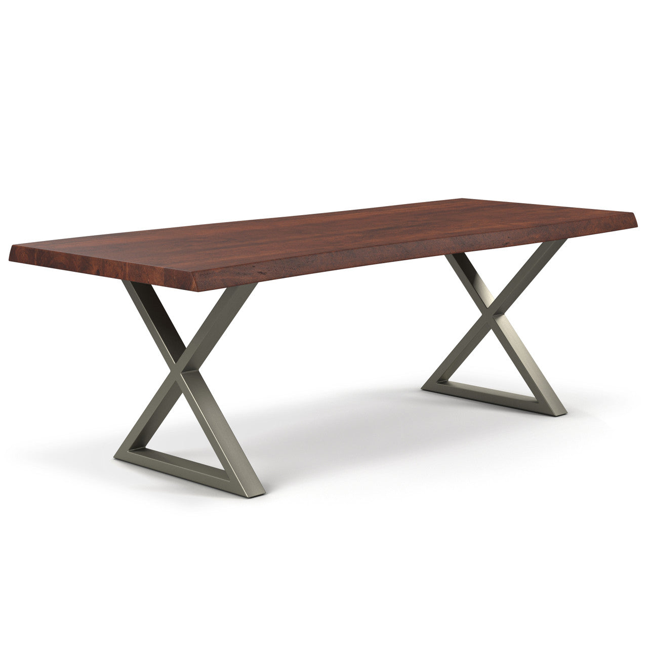 Brooks - Dining Table - X Base - 40" x 79" - Americano Top - Pewter Base