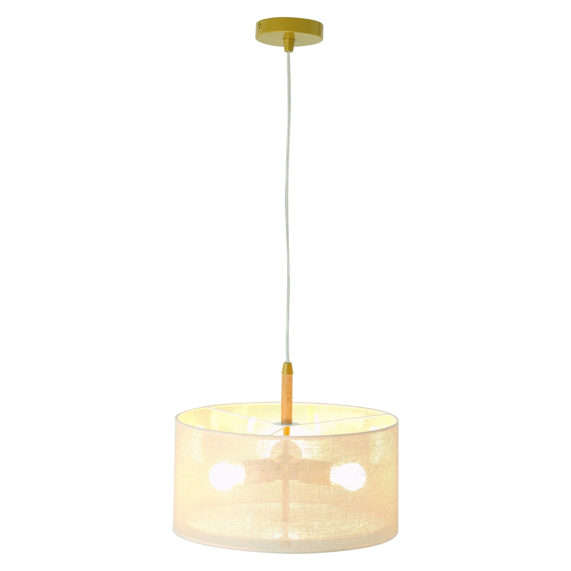 Glacier Pendant Lamp | Oak and Natural Woven Drum Design
