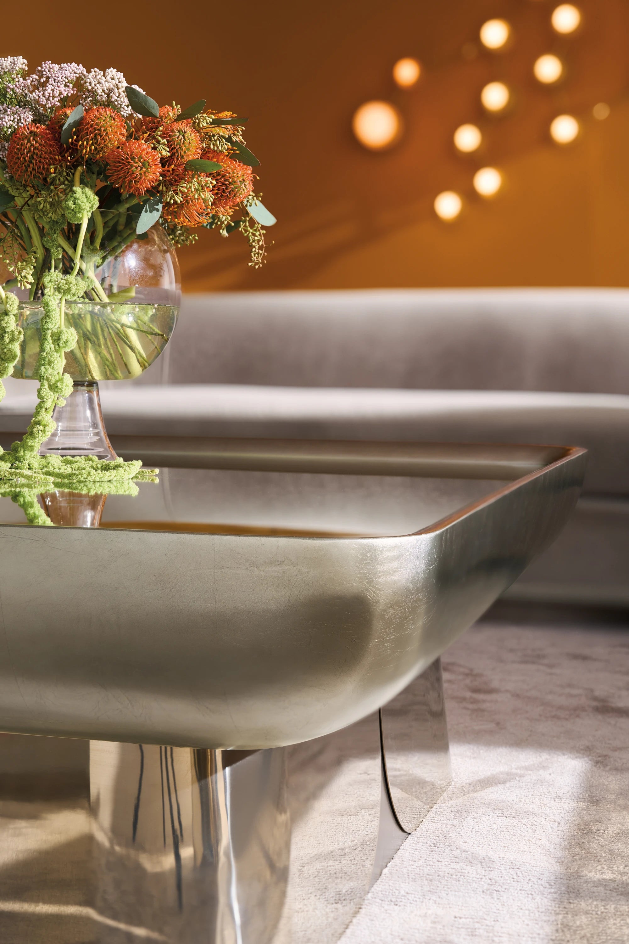 Zenith Cocktail Table Charcoal Leaf 50" by Caracole - view 3