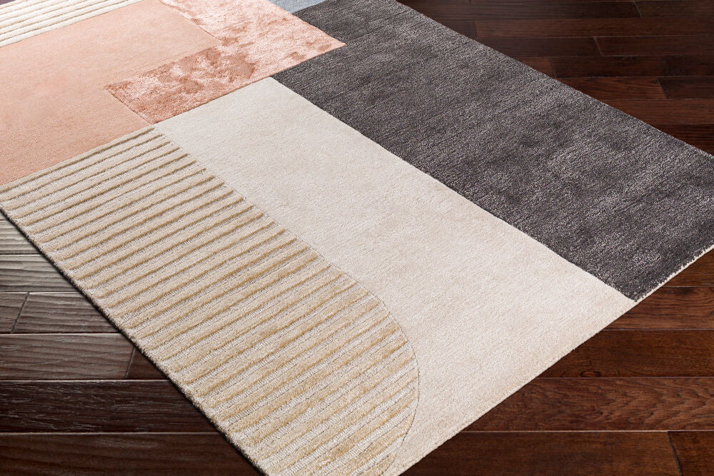 Glasgow Blue/Rust Handmade Rug - corner