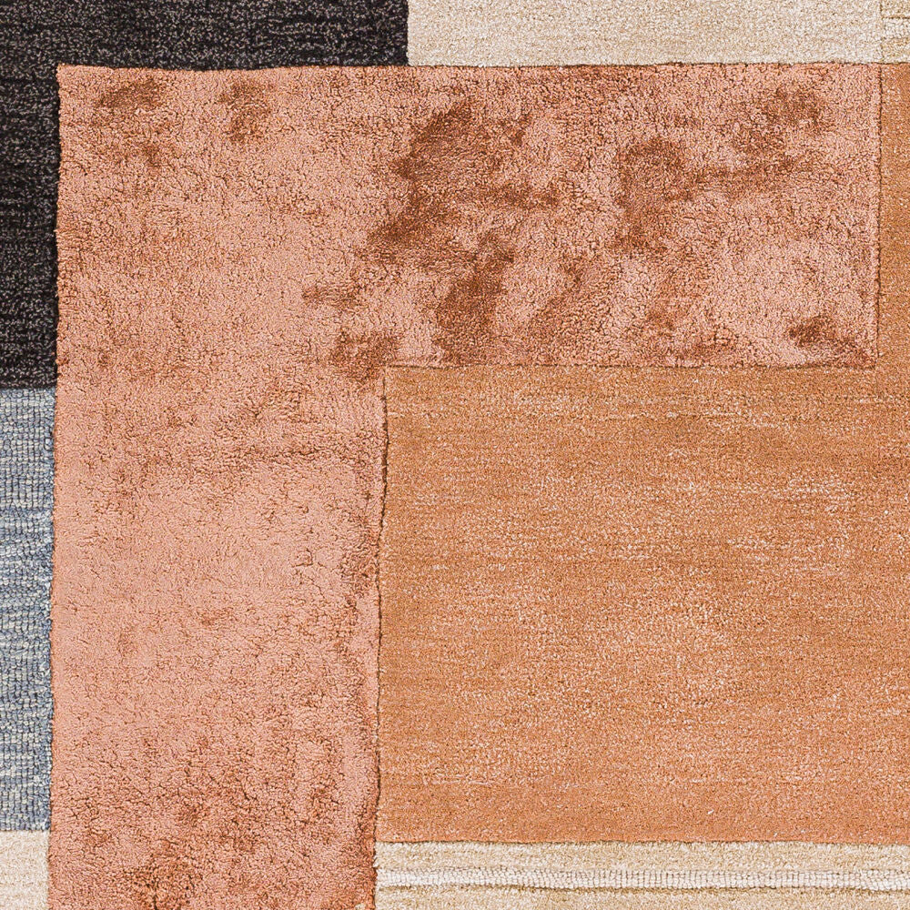 Glasgow Blue/Rust Handmade Rug - swatch