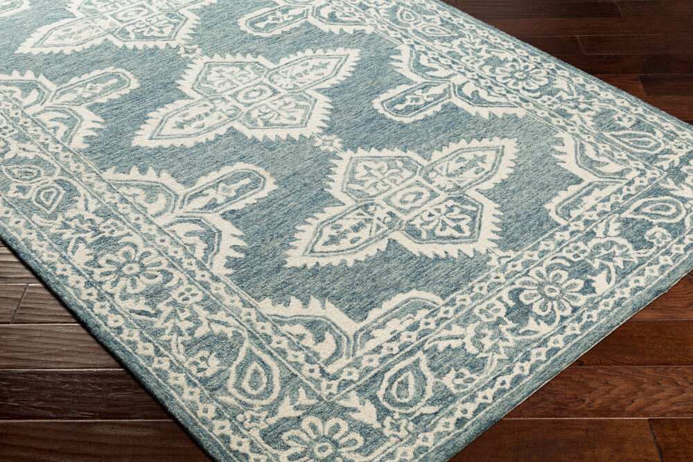 Granada Blue/Light Beige Handmade Rug - corner