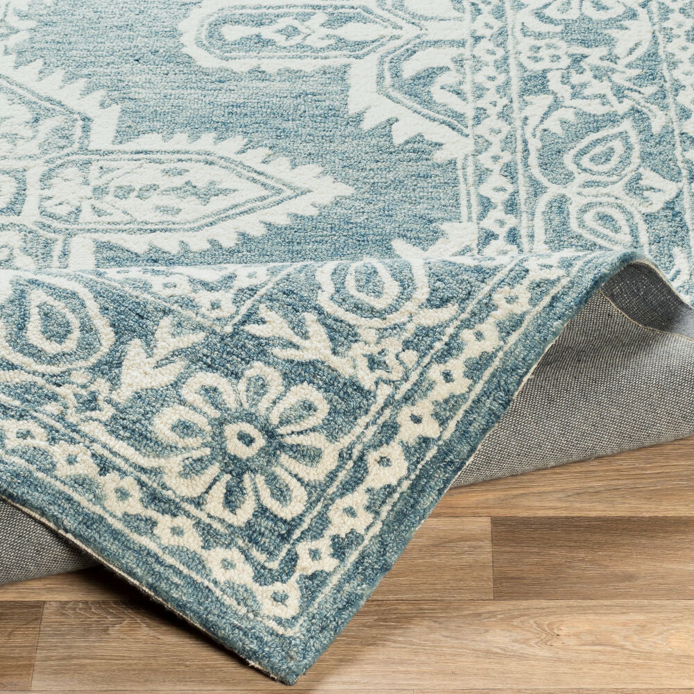 Granada Blue/Light Beige Handmade Rug - fold