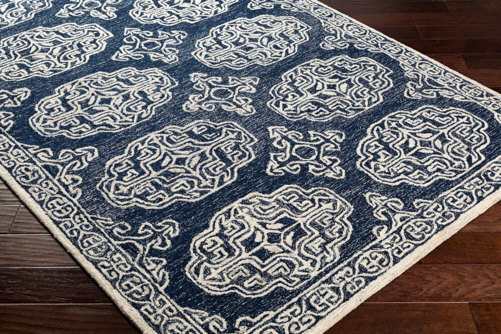 Granada Beige/Navy Handmade Rug GND-2308 - corner