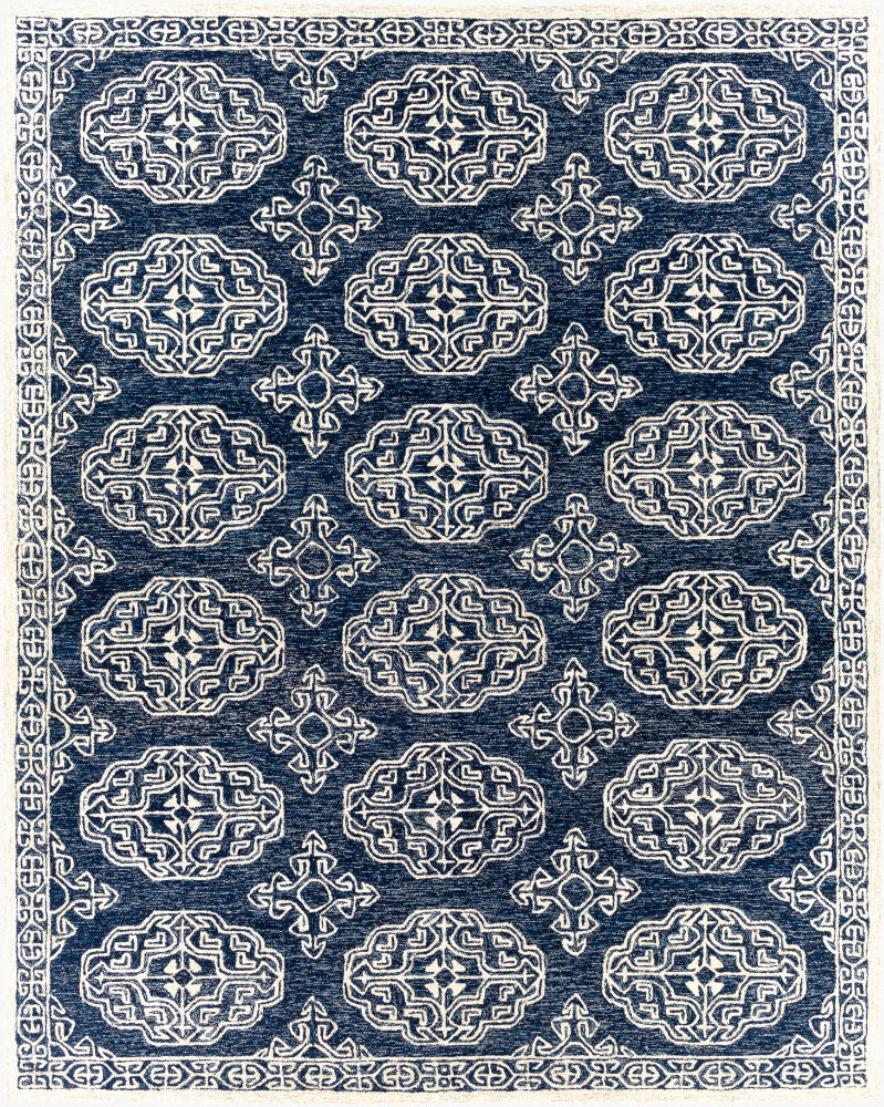 Granada Beige/Navy Handmade Rug GND-2308 - 2'6" x 10'