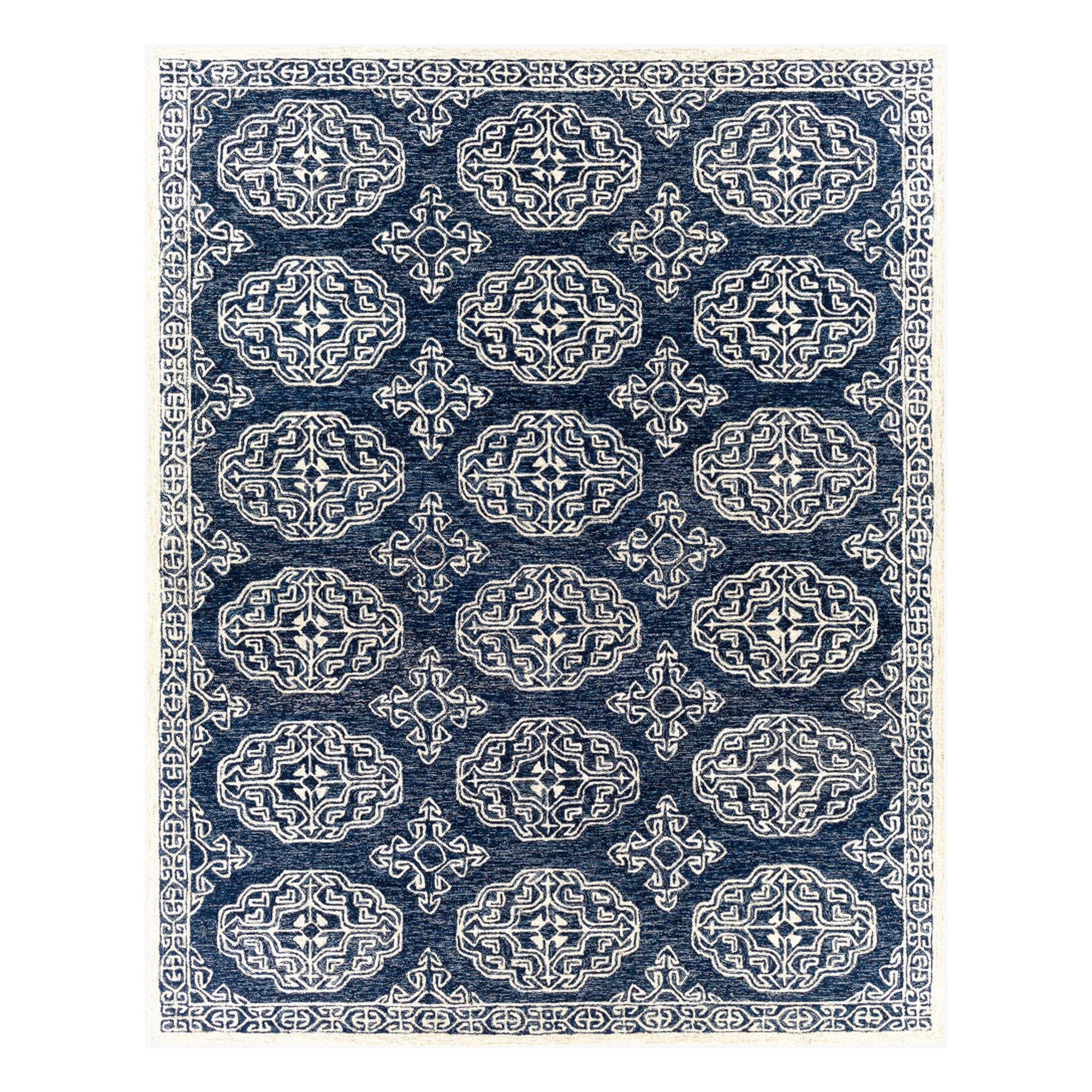 Granada Beige/Navy Handmade Rug GND-2308 - 2'6" x 10'