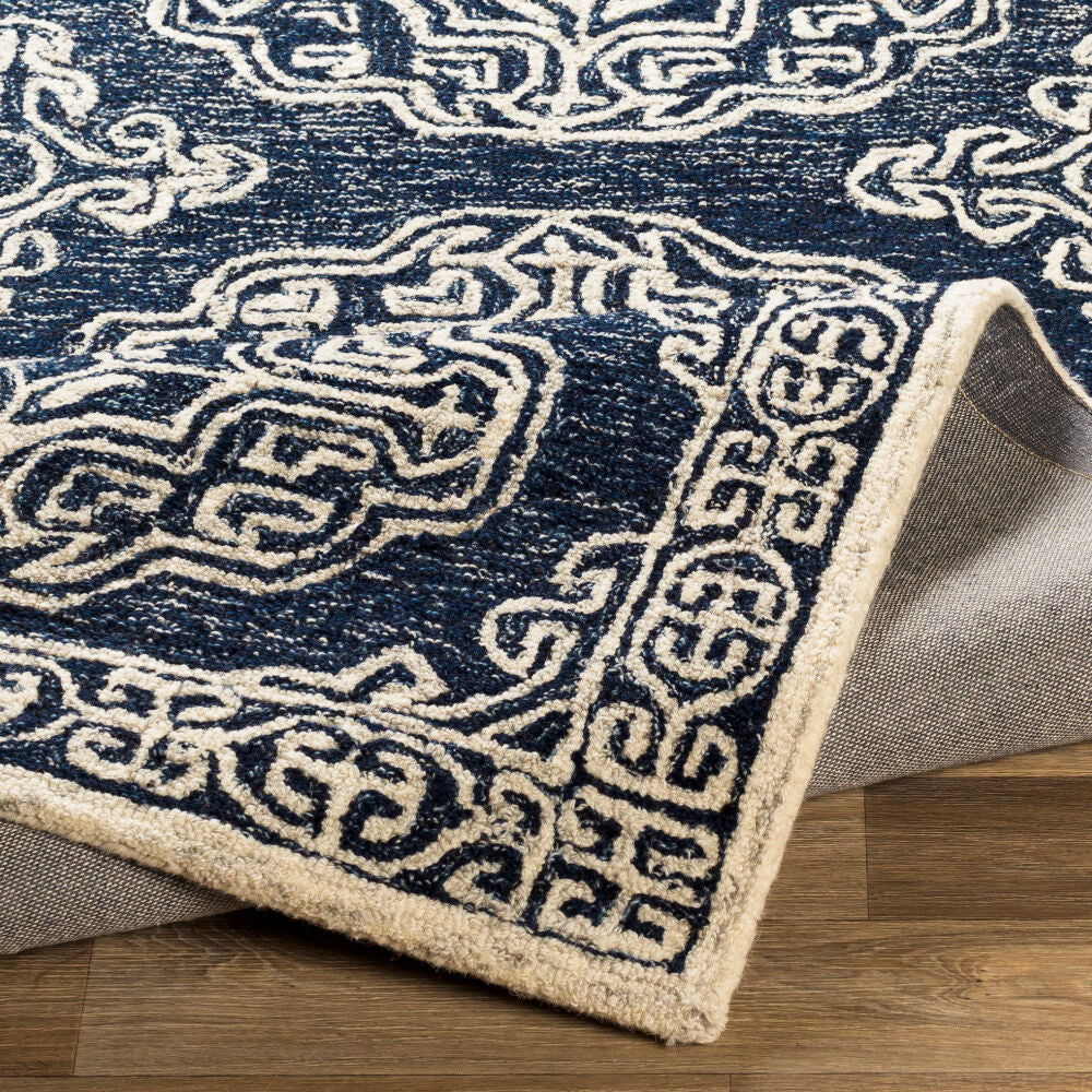 Granada Beige/Navy Handmade Rug GND-2308 - fold