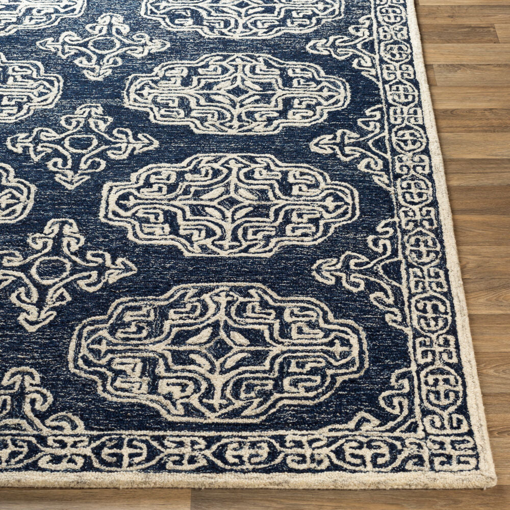 Granada Beige/Navy Handmade Rug GND-2308 - front