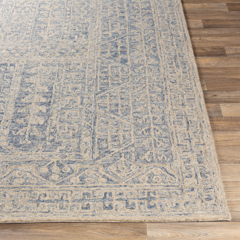 Granada Ivory/Navy Handmade Rug - front