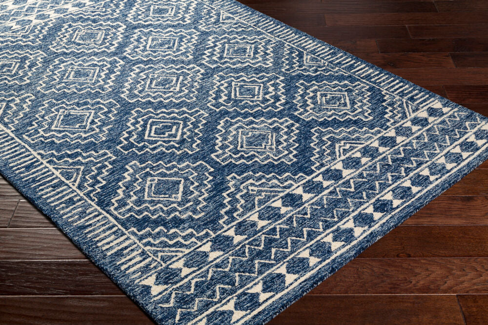 Granada Beige/Navy Handmade Rug GND-2322 - corner