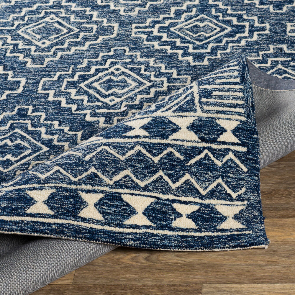 Granada Beige/Navy Handmade Rug GND-2322 - fold
