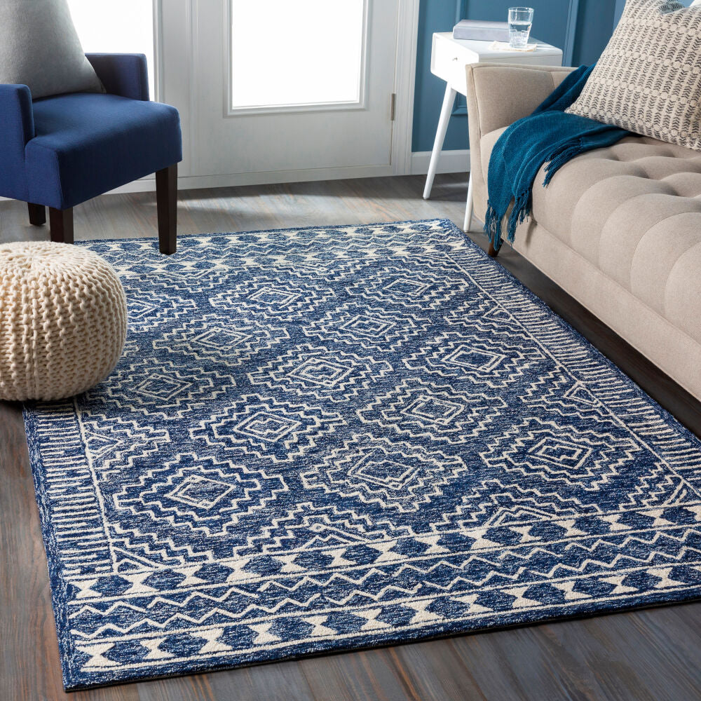 Granada Beige/Navy Handmade Rug GND-2322 - roomscene