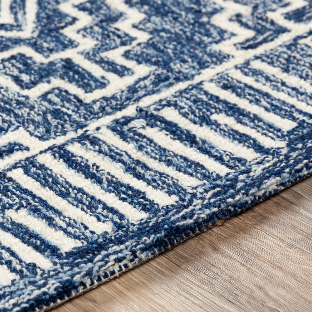 Granada Beige/Navy Handmade Rug GND-2322 - texture