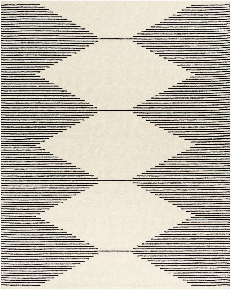 Granada Beige/Black Handmade Rug - 2'6" x 10'