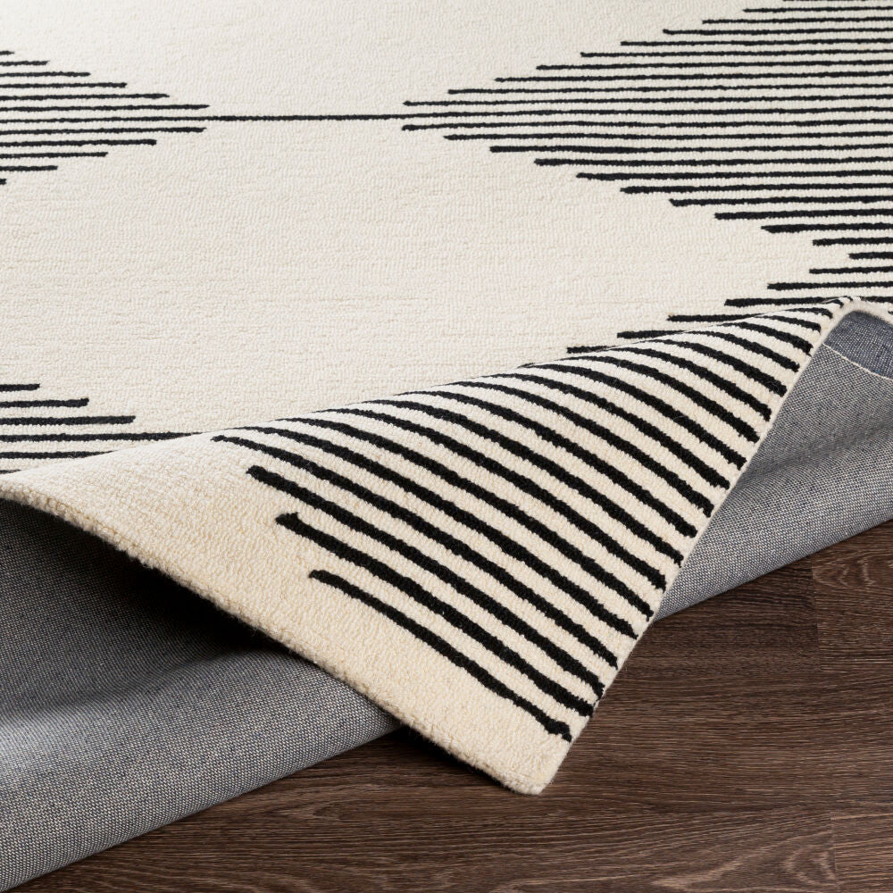 Granada Beige/Black Handmade Rug - fold