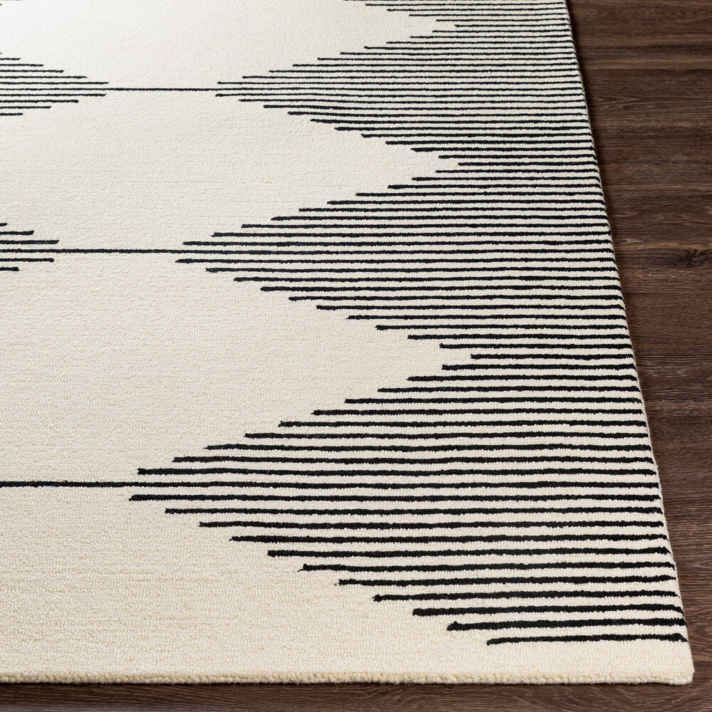 Granada Beige/Black Handmade Rug - front
