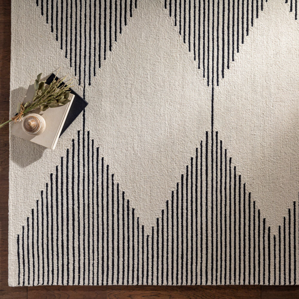 Granada Beige/Black Handmade Rug - styleshot