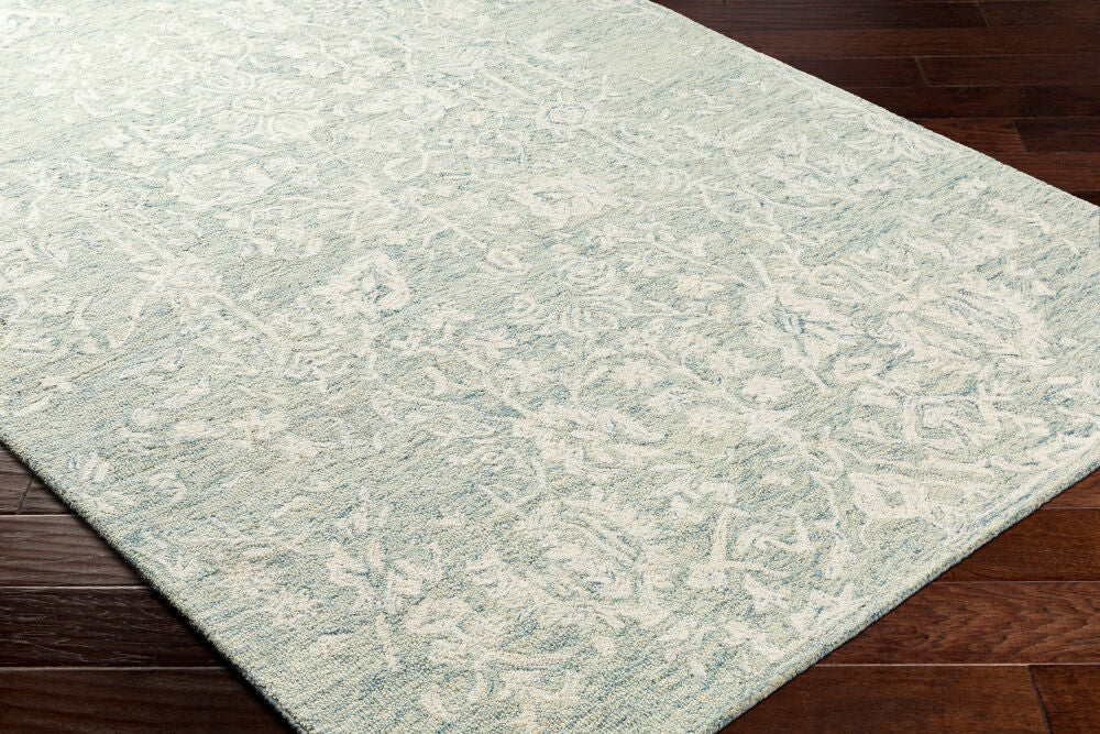 Granada Cream/Teal Handmade Rug - corner