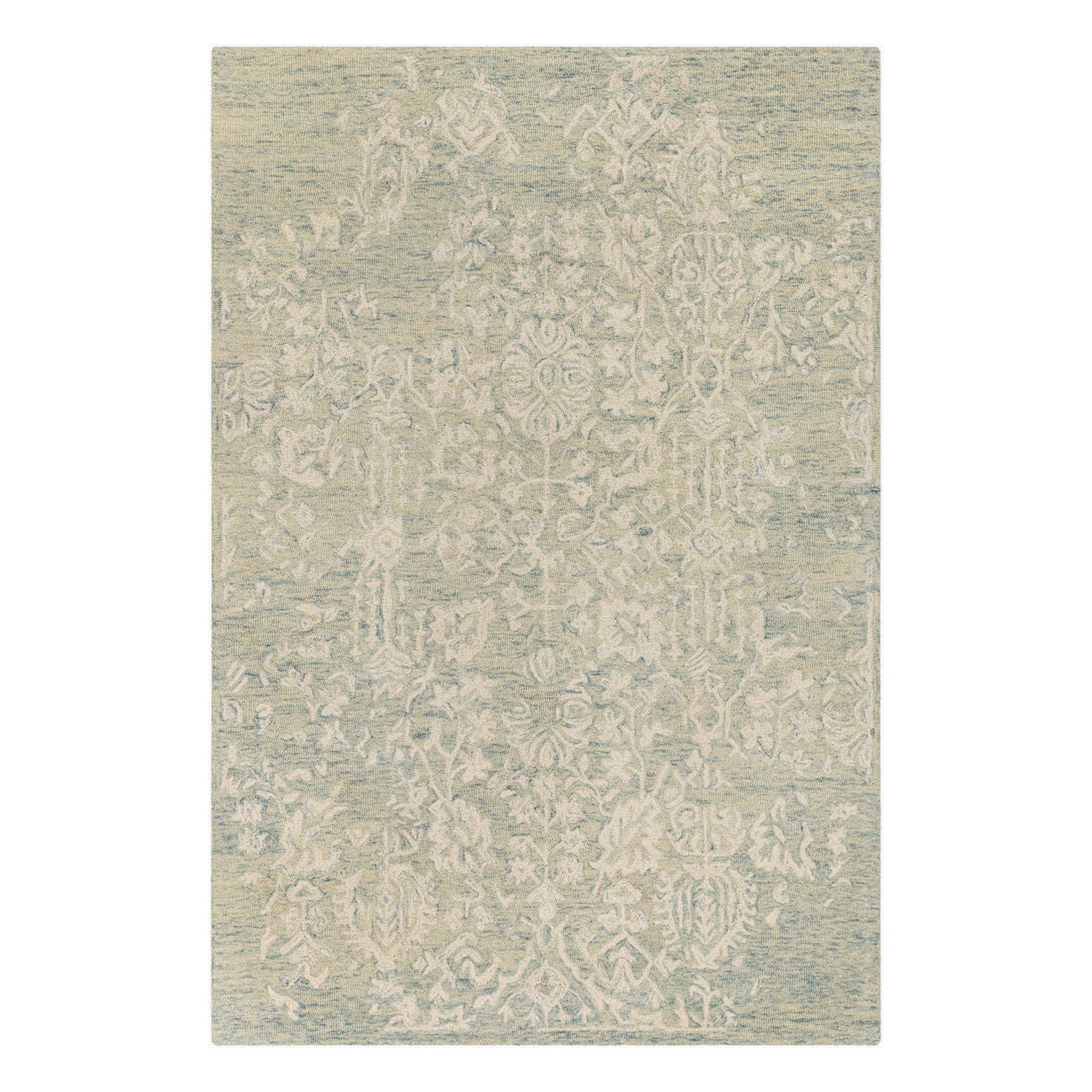 Granada Cream/Teal Handmade Rug - 2' x 3'