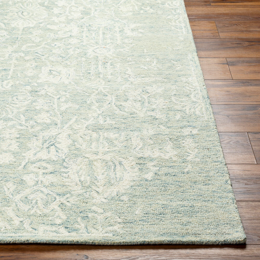 Granada Cream/Teal Handmade Rug - front